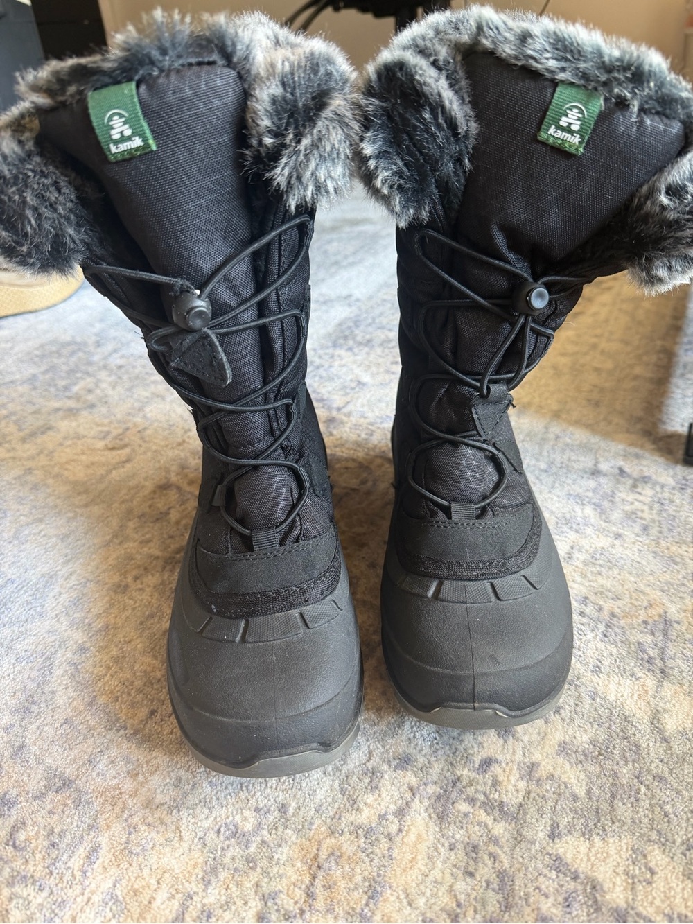 Kamik Women's Black Faux-Fur Trim Winter Boots